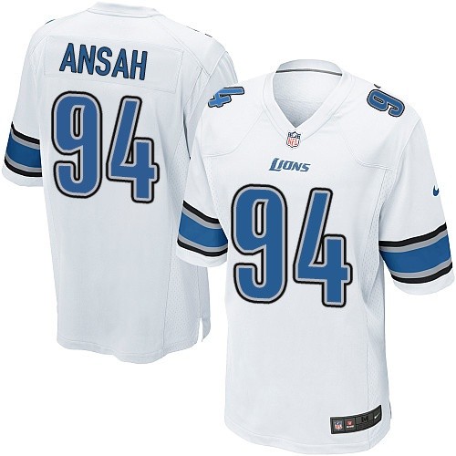 Men's Game Ziggy Ansah Nike Jersey White Road - #94 NFL Detroit Lions